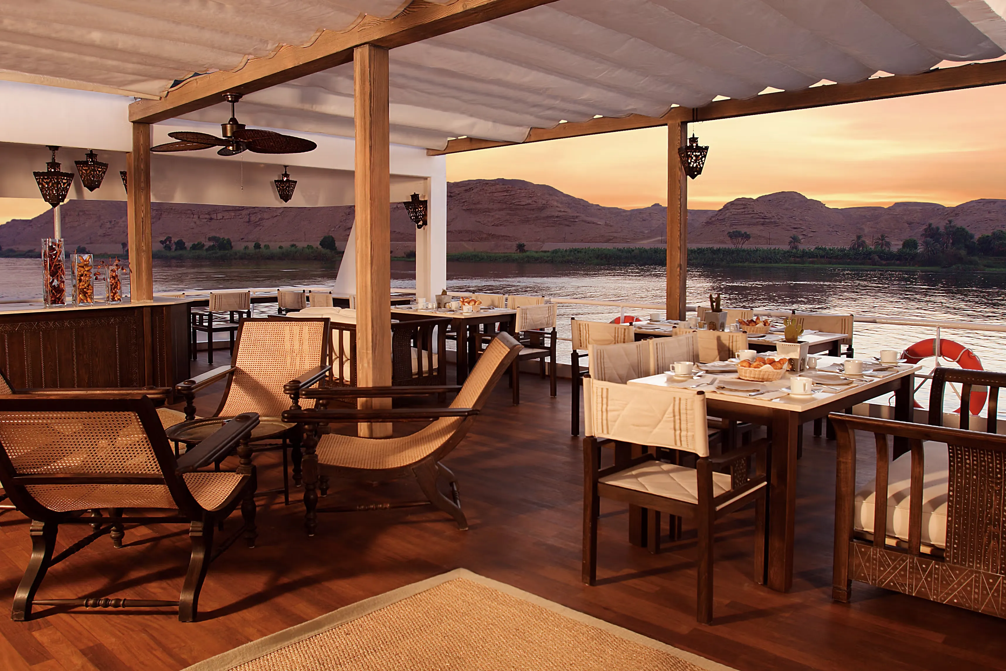 Sun deck of the Sanctuary Sun Boat III Nile Cruise Nile cruise